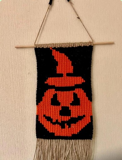 Tapiz Calabaza yute y lana 27 x 17 cm 100% hecho a mano